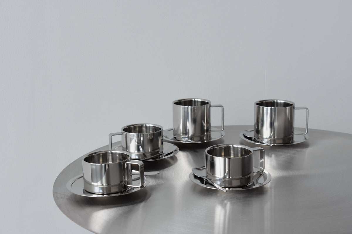 Platine Stainless Steel Cup and Saucer (6.8 oz)