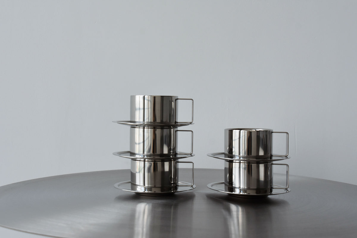 Platine Stainless Steel Cup and Saucer (6.8 oz)
