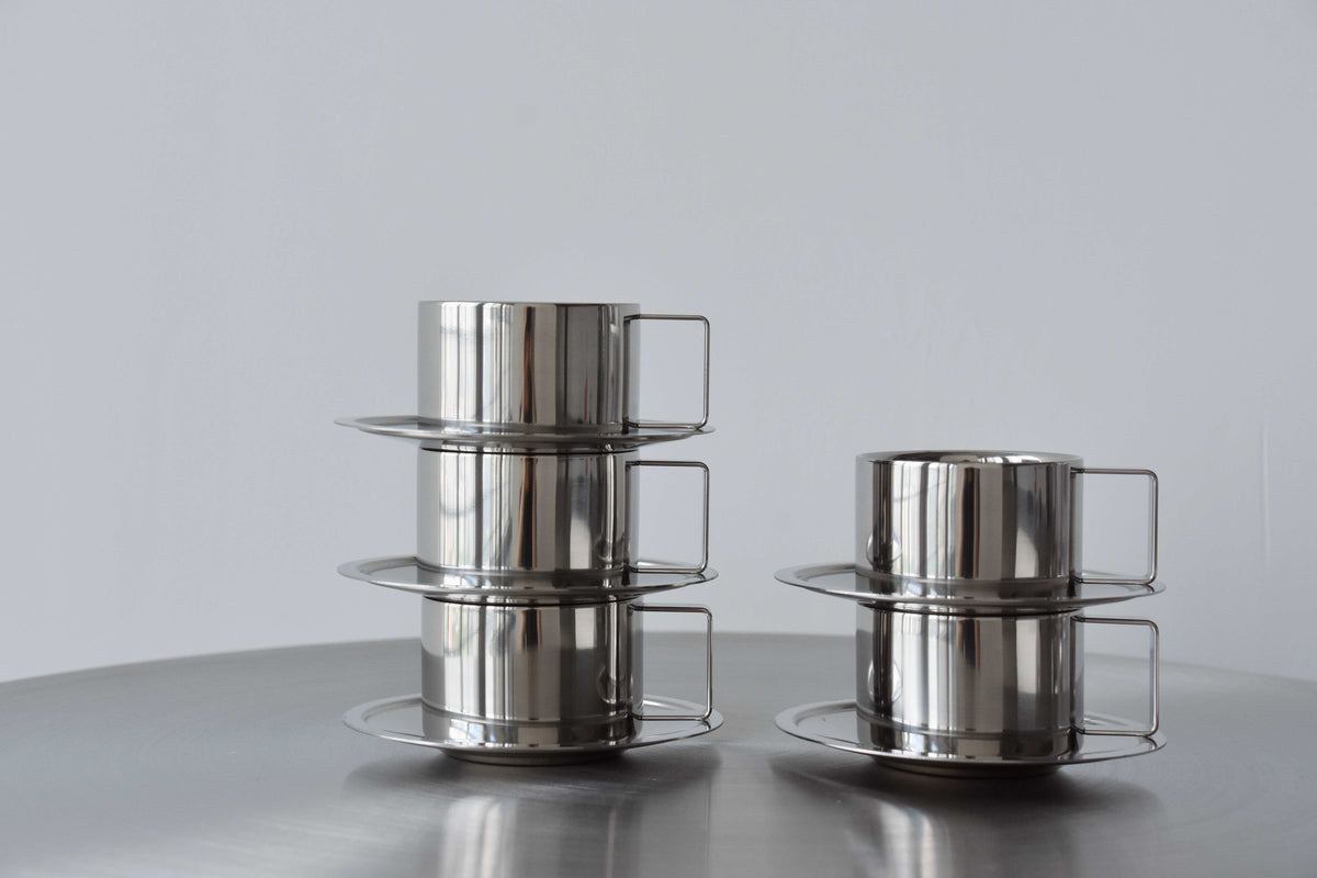 Platine Stainless Steel Cup and Saucer (6.8 oz)