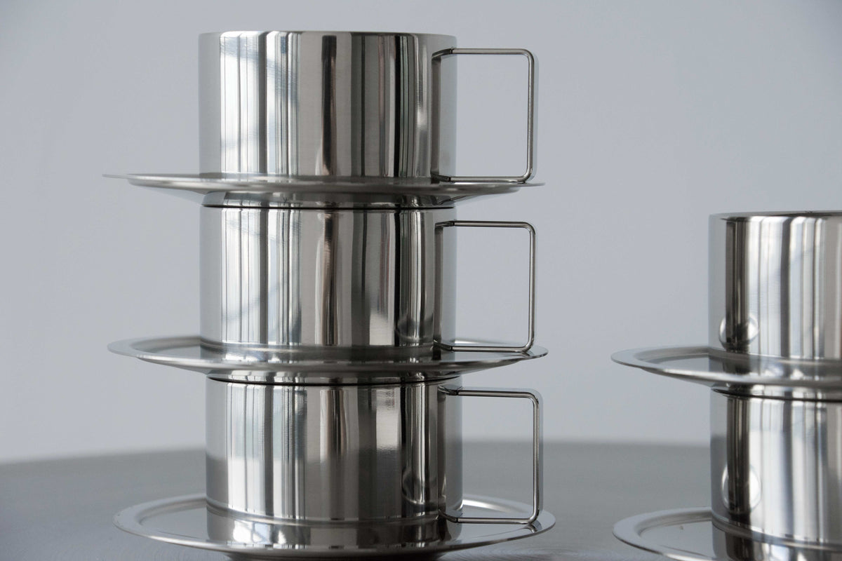 Platine Stainless Steel Cup and Saucer (6.8 oz)