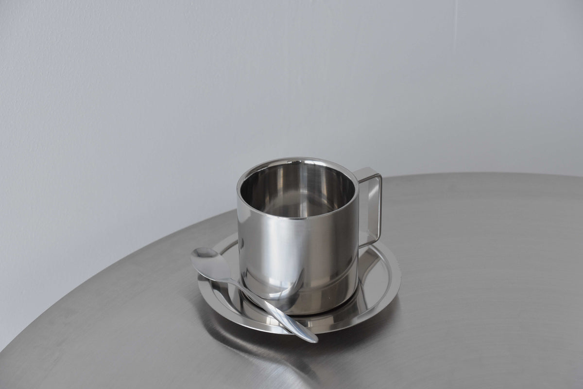 Platine Stainless Steel Cup and Saucer (9.3 oz)
