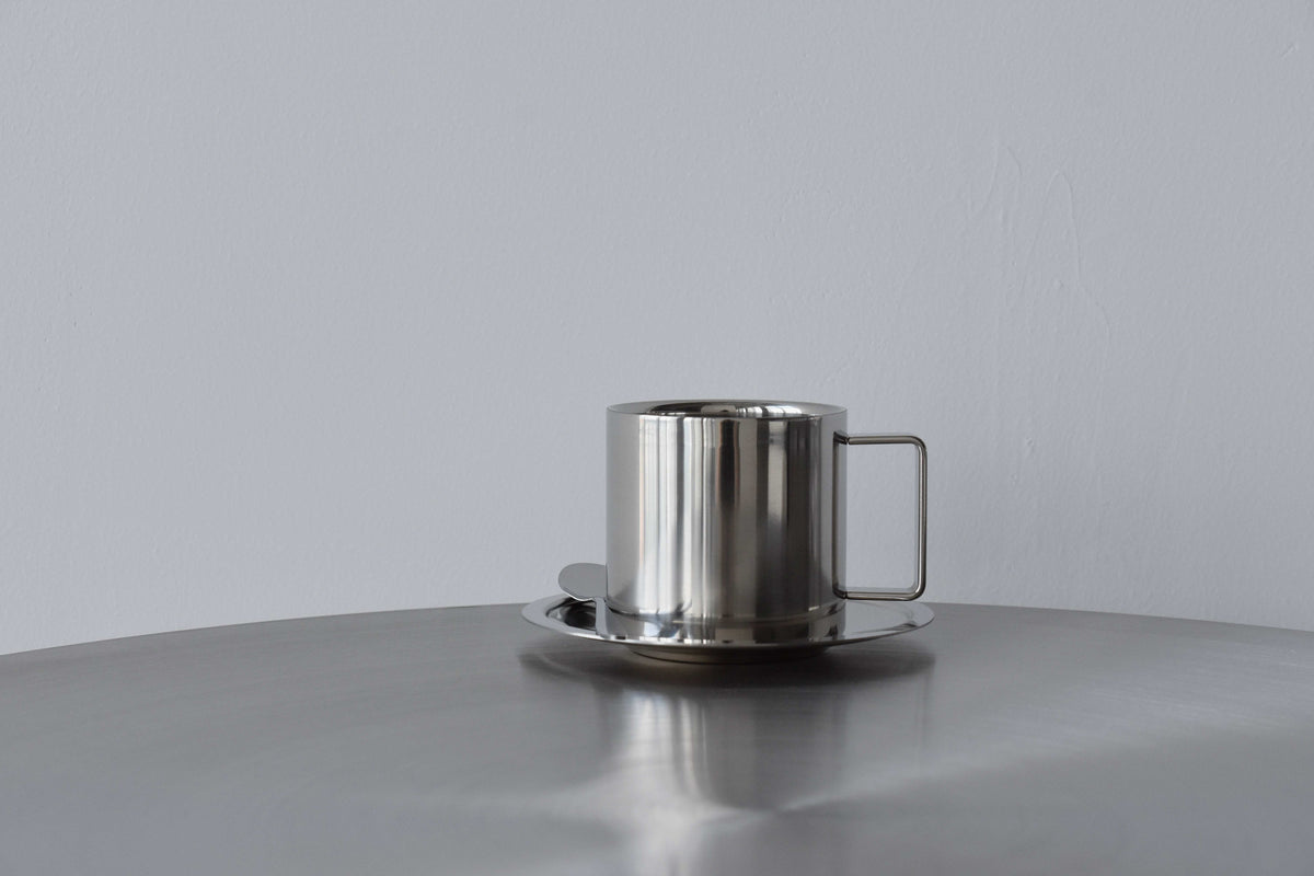 Platine Stainless Steel Cup and Saucer (9.3 oz)